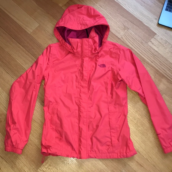 Coral/bright red rain jacket/ wind breaker